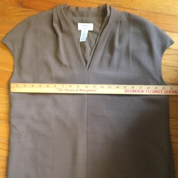 CARMEN MARC VALVO taupe cap sleeves knee length shift dress - Picture 9 of 9